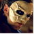 pixelated images shows a masked figure with shifting facial expressions and a red rose in the bottom-right corner