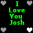 Green text reading "I Love You Josh" on black background with gray and white heart icons arranged around the perimeter.