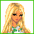 Pixel art of a blonde cheerleader in green and white uniform holding a soccer ball, with text 'soccer babe' in green.