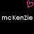 A static pixel art icon with a pink heart symbol above two identical lines of text reading 'mcKenzie' in white on black background.