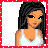 Pixel art contact sheet showing three frames of an animated icon featuring a cartoon woman in various poses with text elements and red borders.