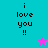 Pixelated text 'i love you !!' on cyan and magenta backgrounds with a single star icon in each quadrant.