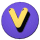 Nine circular purple icons with yellow V-shaped symbols and black shadows arranged in a