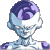 Pixelated static icon of a humanoid figure with blue skin, purple hair, and white facial markings against a gray background.