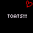 Red pixelated heart symbol above two identical white text phrases on black background.