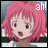 Pixelated anime-style character with pink hair and purple eyes, mouth open in surprise, with 'ah!' text above head and 'AnimeIM' text on black background.