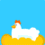 Pixelated chicken on yellow mound with 'cat' text variations against blue background