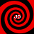 Four identical red and black spiral patterns arranged in a , each containing white "JD" text at the center
