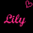 Two side-by-side display the name 'Lily' in stylized script with a heart symbol above; left has pink text on black background, right has dark text on bright pink background