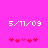 Pixelated pink background with white date text and red heart symbols, showing animation changes in heart positions.