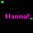 Black background with repeated pink 'Hanna!' text and green star animations in a