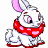 Pixelated cartoon bunny with red bandana on white background next to green text logo reading 'Original Icons .com'