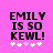 Pixelated text on pink background with animated heart symbols changing position.