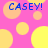 Pixelated pink background with yellow circles and blue text reading CASEY! in four positions.