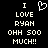 Black background with white pixelated text reading "I LOVE RYAN OHH 500 MUCH!!" and a heart symbol above the word "LOVE", displayed in two identical side-by-side