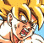Pixelated anime-style character with spiky yellow hair and white clothing, next to green text on dark background.