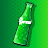 Green bottle with white label on gradient green background, pixelated rendering style.