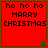Red square with green border displays 'ho ho ho MARRY CHRISTMAS' text and small green tree icon in bottom-right corner.