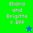 Pixelated text reads "Eliana and Brigitte = BFF" on green and blue backgrounds with star icons.