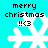 Pixelated turquoise background with four identical snowflake icons, each displaying 'merry christmas' text and a heart symbol above the snowflakes.