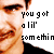 Pixelated close-up of a person's face with text overlay; left side shows black text, right side shows blue text.