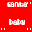 Red background with white pixelated text and symbols arranged in a pattern, featuring repeated 'santa' and 'baby' labels with asterisk-like decorations