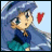 A pixelated anime-style character with long blue hair and a red heart symbol on the left side of a 48x48 buddy icon, next to "Anime IM" text on a black background.