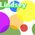 Animated sequence showing 'Lindsey' text in different colors over overlapping circles with 'is like the kooolest!!' text appearing.