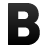 A large, bold, black capital letter B with two white rectangular cutouts on a light gray background.
