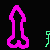 Pixelated pink phallic shape with green stick figures interacting across showing sequential movement and collision