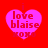 Four identical pink heart-shaped icons with red text 'i love blaise xoxo' on a solid red background, arranged in a