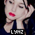 A woman with red lips and dark hair appears in three distinct poses, each labeled 'LYNZ' on a black bar.