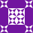 Purple background with four white star-shaped corner elements and a central white square containing eight purple diamond shapes arranged in two rows of four.