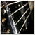 Animated sequence showing a metallic guitar fretboard with strings and tuning pegs, viewed from multiple angles against dark background.