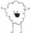 Pixelated character with white body and gray outline on left, orange background with green text on right.