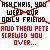 Pixelated text message with red diagonal strikethroughs over the words 'WE'RE OUR ONLY FRIEND' on a light multicolored background.