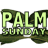 Animated sequence of green palm fronds with repeated 'PALM' and 'SUNDAY' text in light green, showing slight variations across frames.