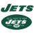 Green 'JETS' text above a dark green oval with white 'JETS' and football symbol, all on white background.