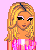Pixel art of a female character with blonde hair and pink top, standing next to text reading 'Im Da Shyt' on light purple background.
