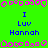 Green background with blue text reading 'I Luv Hannah' repeated three times in a , surrounded by pink pixelated border elements