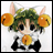 A pixelated anime-style character with green hair and orange accessories on a white background, next to stylized text reading "Anime IM" and "COM" on black.