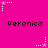 Pixelated pink background with repeated 'Veronica' text and star-shaped icons in white and pink, animated to alternate between two states.