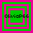 Four green and pink square frames with "OliviaP66" text, each frame showing different nested square layers in a