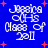 Blue background with white pixelated text reading "Jessica O'Hs Class of 2011" and red plus signs scattered across the image.