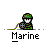 Pixelated character in green camouflage uniform holding a gear, with 'Marine' text below on gray background.