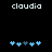 Pixelated text 'claudia' appears above a of blue and gray puzzle-piece icons on black background