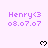 Pixelated purple text 'Henry<3' and '08.07.07' repeated over light purple background with black heart symbols in a