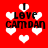 Red background with white heart shapes and black text reading "I LOVE CAMDAN" in pixelated font, arranged in a repeating pattern.