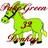 Pixelated green horse with brown accents, pinkish-red mane and tail, standing in profile with head turned left, yellow tail tip, black hooves, and brown markings on body.
