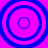 Four blue concentric circles on a bright pink background, arranged in a with no visible animation changes